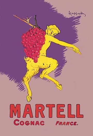 Leonetto Cappiello wine poster print featuring a yellow satyr carrying grapes.