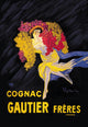 Cognac Gautier poster print featuring a woman with grapes by Leonetto Cappiello