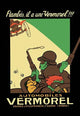 Vermorel Early Automobile Advertising Poster Print showcasing a thrilling escape scene.