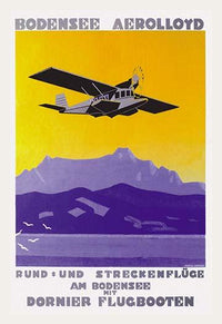 Dornier Delphin II flying boat poster print showcasing Lake Constance scenery.