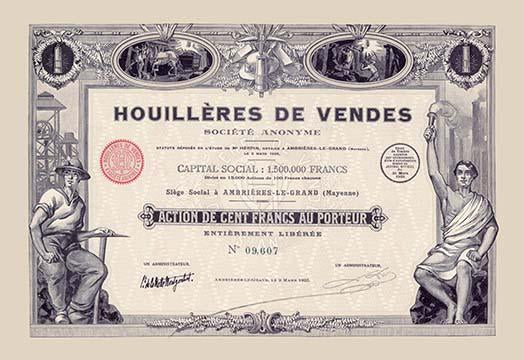 Historical cancelled stock certificate poster print showcasing intricate design and colors.