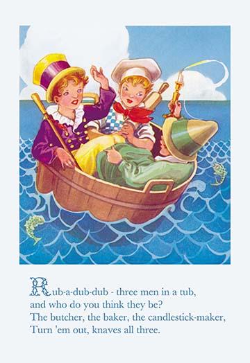 Rub-A-Dub-Dub nursery rhyme poster print for children's decor.