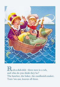 Rub-A-Dub-Dub nursery rhyme poster print for children's decor.