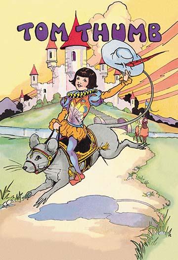 Tom Thumb Adventure Poster Print 1930s Cover Artwork Featuring Tom Riding a Mouse