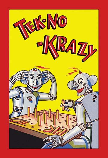 Vintage 1935 Children's Peg Board Game Poster featuring robots playing.