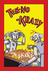 Vintage 1935 Children's Peg Board Game Poster featuring robots playing.