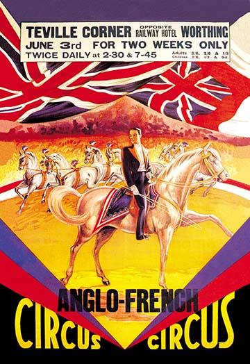 Circus Horses Poster Print featuring Union Jack in vibrant colors.