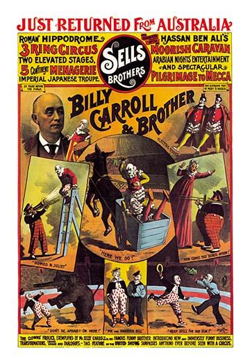 Sells Brothers Circus Poster Print featuring clown performers