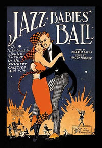 Jazz Babies' Ball poster print featuring vintage couple dancing in period attire.