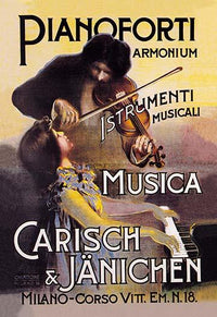 Charming poster of a father and daughter playing music together in Milan.