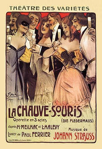 Die Fledermaus (The Bat) operetta poster print by Johann Strauss II