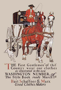 Hart Schaffner & Marx clothier poster print showcasing tailored menswear advertisement.