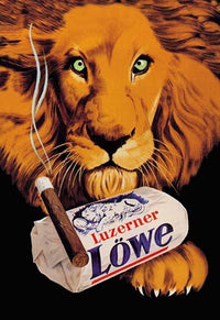 Vintage advertising poster for Lucerne Lion Swiss Cigars by P.A. Tunod