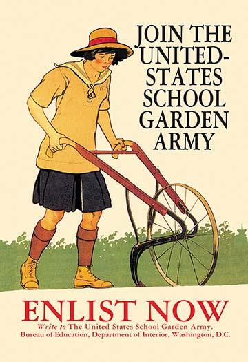 The United States School Garden Army poster print by Edward Penfield, promoting children's gardening efforts.