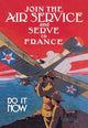 WWI Pilot Recruiting Poster Print by Paul J. Verrees featuring two soldiers and an American airplane.
