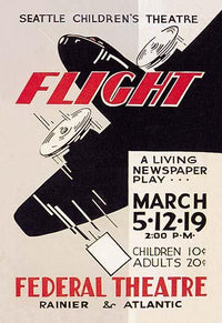 Federal Theatre Project 'Flight' poster print showcasing an airplane from the 1930s.