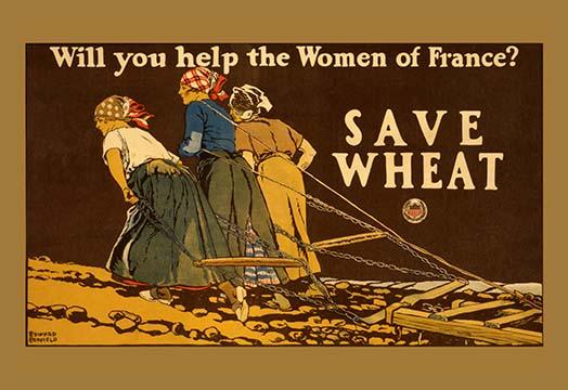 WWI Save Wheat Poster Print by Edward Penfield showcasing a historical call to action.