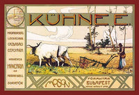 The Kuhnee Company advertisement poster print by Árpád Basch, showcasing vintage agricultural machinery art.