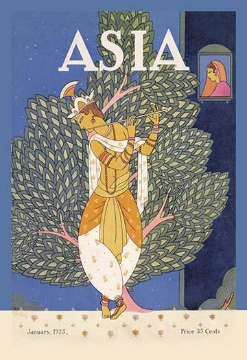 Krishna Art Deco Poster Print by Frank H. McIntosh showcasing vibrant colors and design.
