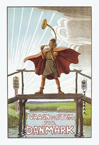 World War 1 reunification poster print by Rasmus Christiansen, depicting the historical context of Schleswig with Denmark.