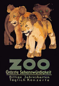 Large Zoo Poster Print featuring vibrant wildlife art.