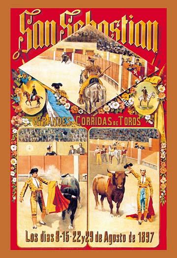 San Sebastian Bullfighting Festival Poster Print by Dan Sagre Groesbeck