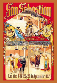 San Sebastian Bullfighting Festival Poster Print by Dan Sagre Groesbeck