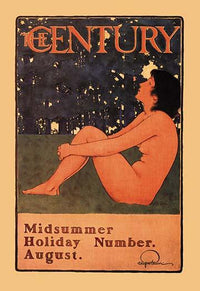 Midsummer Holiday Number poster print by Maxfield Parrish featuring a nude woman on a lawn.