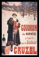 Vintage medical poster print of 'Goudron de Norvège' by Frank Malzac featuring a winter logging camp scene.