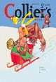 Monkey sledding Colliers magazine cover art print by Lawson Wood.