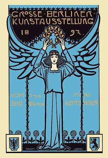 Grosse Berliner Kunstausstellung poster print by Melchior Lechter showcasing Art Nouveau design
