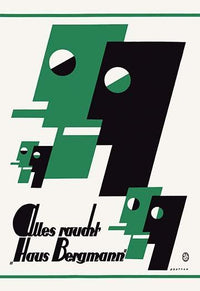 Haus Bergmann Cigarette Poster Print featuring stylized faces in green and black.