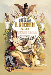 'The Owl Society' 1883 Carnival Poster Print by Eusebi Planas, vintage art decor.