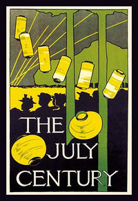 The July Century poster print by Charles H. Woodbury, showing a crowd gathered for a public display.