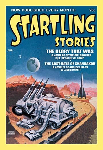 Vintage science fiction cover art for Startling Stories by Alex Schomburg