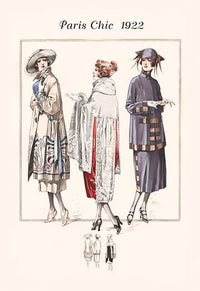 1920s French Fashion Catalog Page Poster Print showcasing women's attire.