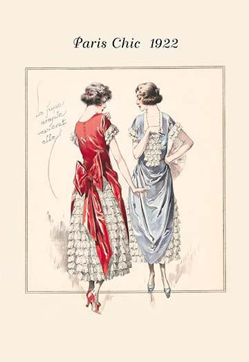 1920s French Fashion Catalog Page Poster Print showcasing vintage women's attire