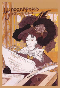 Lithographies Originales Poster Print by Georges de Feure featuring vibrant yellow tones and a fashionable lady.