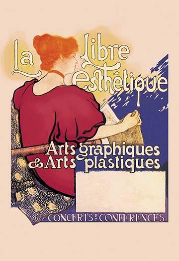 The Charming Young Lady poster print by Theodore Van Rysselberghe featuring a young lady with red hair in a violet dressing gown.