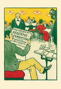 Wilhelm Soborg Restaurant Poster Print featuring a man reading in a stylish café by Paul Gustav Fischer.