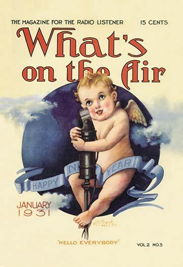 Happy New Year 1931 Poster Print featuring an infant with a microphone by J.H. Shonkwiler.