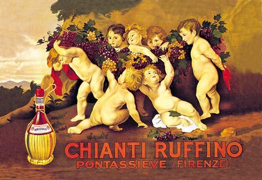Chianti Wine Poster Print by Leopoldo Metlicovitz featuring Italian winemaking art.