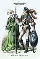 Historical fashion poster print showcasing costume art from 1926 by Elvey.