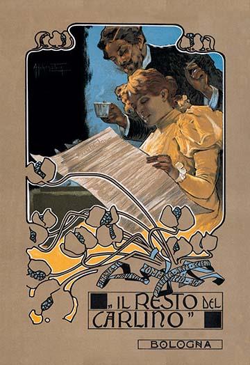 Italian Restaurant Poster Print designed by Adolfo Hohenstein, showcasing Italian dining culture.
