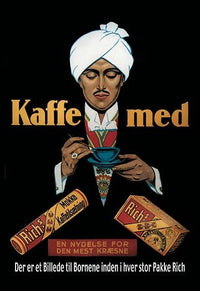 Rich's Coffee Substitute vintage poster print featuring an exotic character promoting a coffee alternative.