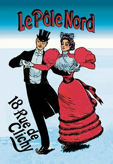 Ice Skating Poster Print by Albert Guillame featuring elegant skaters.