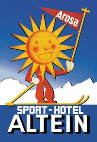 Vintage Hotel Altein Ski Vacation Poster Print - Arosa, Switzerland
