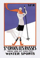 Swiss Railways travel poster showcasing Les Rasses ski destination.