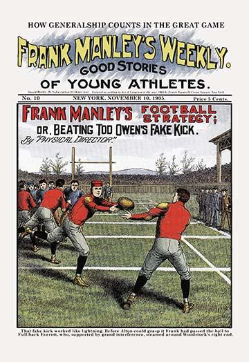 Frank Manley's Football Strategy Adventure Poster Print depicting a young athlete's adventures in sports.