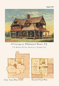 American Architecture of the Victorian Period Poster Print featuring home exterior and architectural plans.